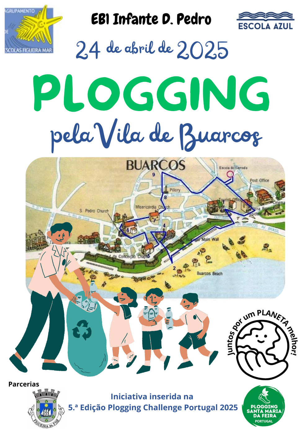 Cartaz Plogging Challenge Portugal 2025 EB1IDP Custom