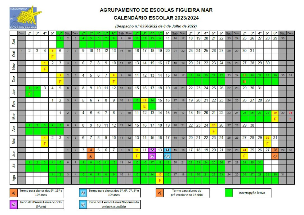 Calendário escolar 2023-2024